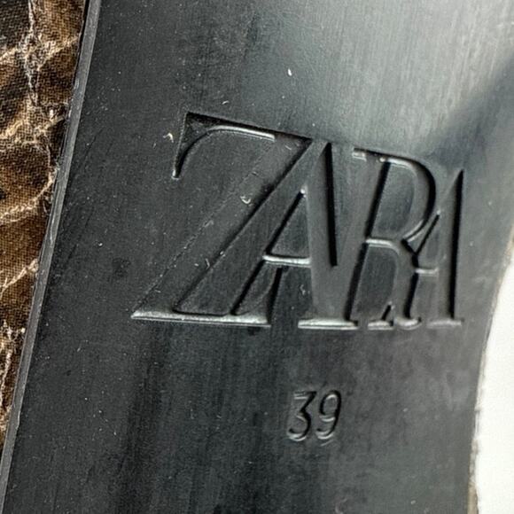 Zara Women's Brown Snakeskin Leather Block Heel Zippper Ankle Boots 39 US 8.5 - Picture 6 of 8